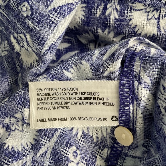 NWT Universal Thread Blue Floral 3/4 Puff Sleeve Peplum Boho Style Top Size L - Picture 10 of 14